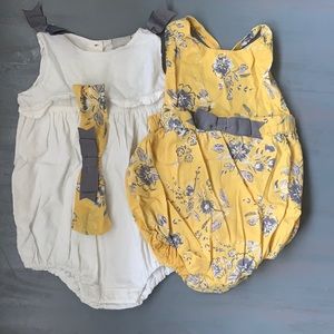 12 month Piper & Posie matching rompers with bow